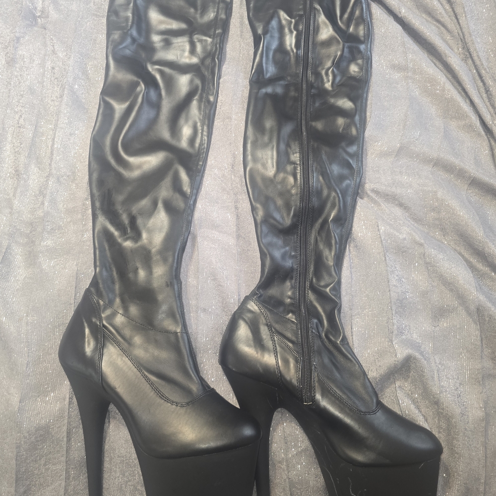 Pleaser Black Over the Knee Boots